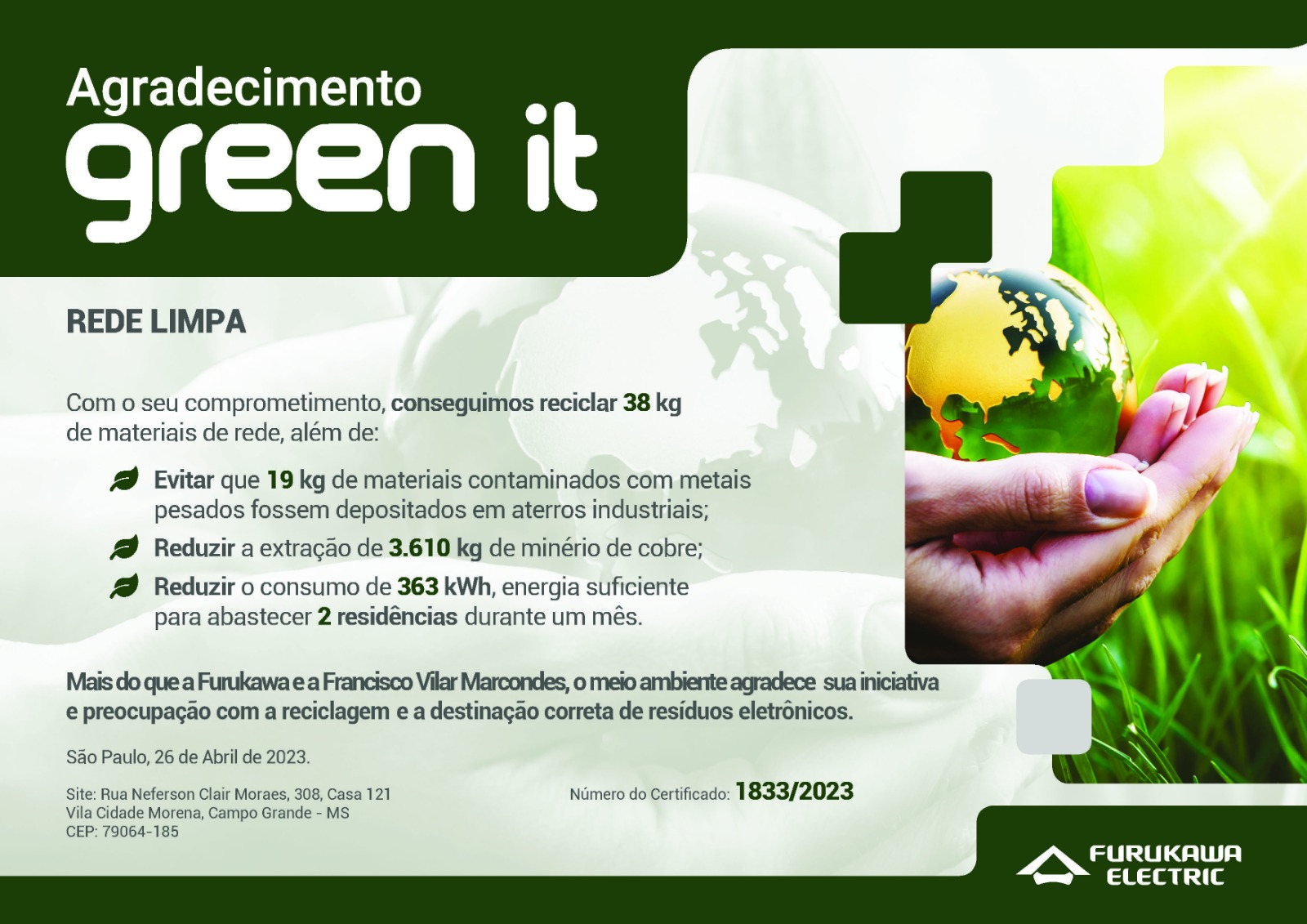 Projeto de reciclagem de cabos